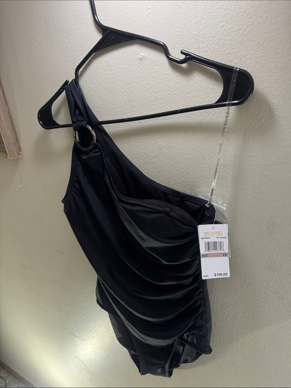 Michael Kors Black One-Shoulder Girls One-Piece Swimsuit - Picture 3 of 8